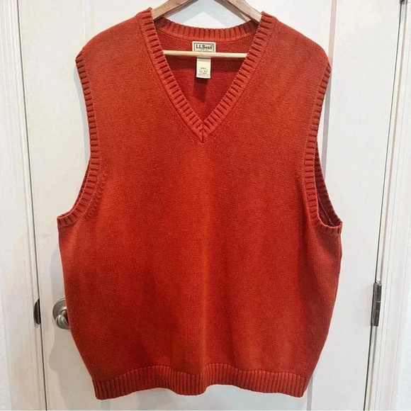 LL Bean Men’s Burnt Orange Vintage Knit Sweater Vest 2XL - Picture 1 of 5